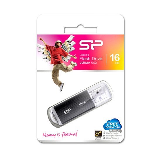 Silicon Power Usb Flash Drive Ultima U02, 16Gb, Usb 2.0, Μαύρο