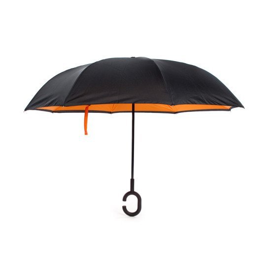 Ομπρέλα Kazbrella Αντίστροφης Δίπλωσης, Λαβή Σχήματος C, Θήκη, Πορτοκαλί
