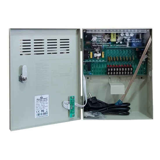 Powertech Τροφοδοτικό Cp1209-10A-B Για Cctv-Alarm, Dc12V 10A, 9 Κανάλια