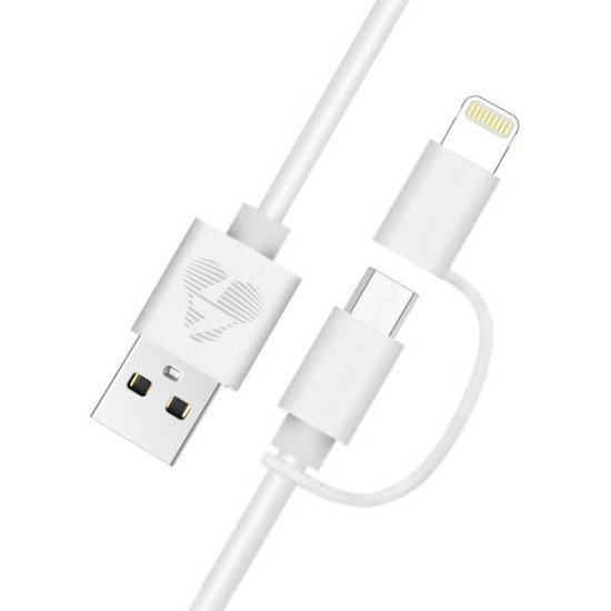 Powertech Καλώδιο Usb Σε Micro/Lightning Prime Pt-707, Mfi, 1M, Λευκό Powertech Καλώδιο Usb Σε Micro/Lightning Prime Pt-707, Mfi, 1M, Λευκό
