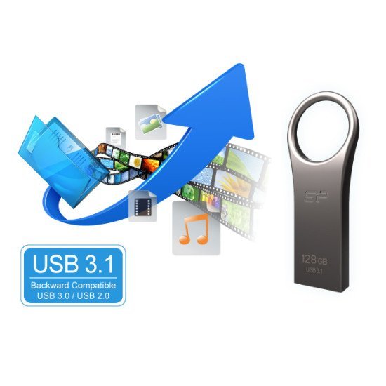 Silicon Power Usb Flash Drive Jewel 80, 64Gb, Usb 3.1, Titanium