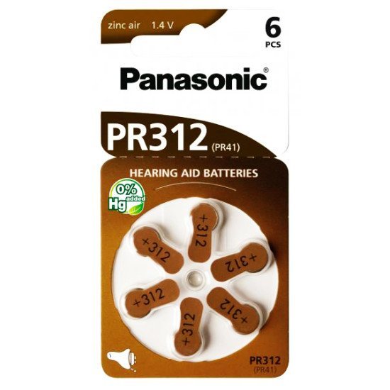 Panasonic Μπαταρίες Ακουστικών Βαρηκοΐας Pr312, Mercury Free, 1.4V, 6Τμχ Panasonic Μπαταρίες Ακουστικών Βαρηκοΐας Pr312, Mercury Free, 1.4V, 6Τμχ