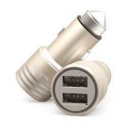 Powertech Φορτιστής Αυτοκινήτου Pt-758, 2X Usb, 2.1A, Χρυσός