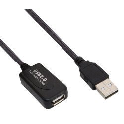 Powertech Καλώδιο Usb Αρσενικό Σε Θηλυκό Με Ενισχυτή Cab-U054 15M, Μαύρο