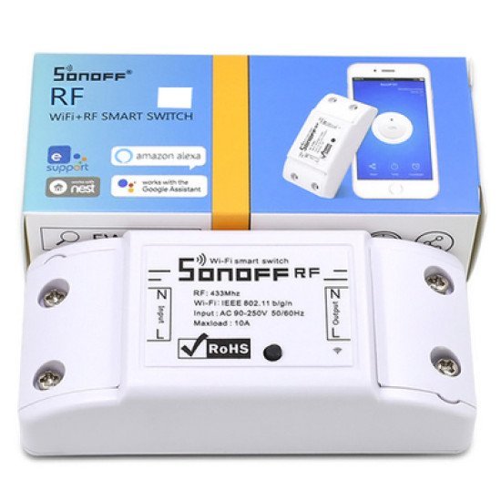 Sonoff Smart Διακόπτης Rf2 433Mhz, Wifi 2.4Ghz, Λευκό