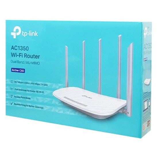 Tp-Link Router Archer C60, Wi-Fi 1350Mbps Ac1350, Dual Band, Ver. 3.0