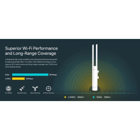 Tp-Link Ασύρματο Access Point Eap225-Outdoor, Ac1200 Mu-Mimo, Ver. 3.0