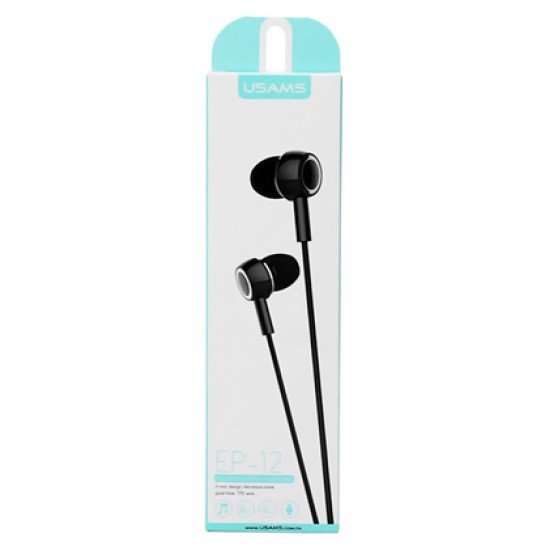 Usams Earphones Με Μικρόφωνο Ep-12, 10Mm, 3.5Mm, 1.2M, Μαύρα