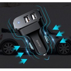 Usams Φορτιστής Αυτοκινήτου C13 & Καλώδιο 3 Σε 1, 2X Usb, 2.1A, Μαύρο