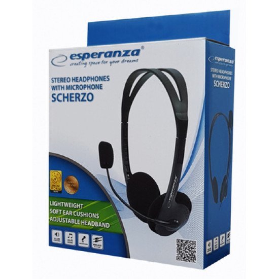 Esperanza Headphones Με Μικρόφωνο Scherzo Eh102, 2X 3.5Mm, 2.5M, Μαύρα