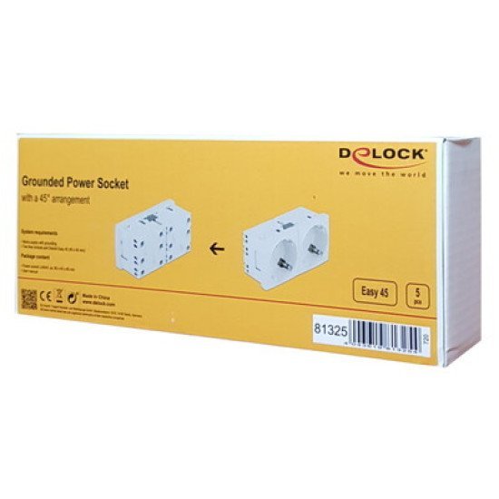 Delock Διπλό Module Πρίζας Ρεύματος Easy 45 81325, 45°, 45X45Mm, 5Τμχ Delock Διπλό Module Πρίζας Ρεύματος Easy 45 81325, 45°, 45X45Mm, 5Τμχ