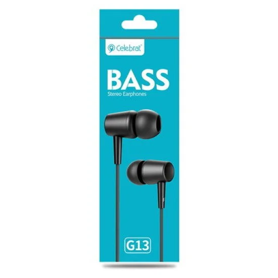 Celebrat Earphones G13 Με Μικρόφωνο, 10Mm, 3.5Mm, 1.2M, Μαύρο Celebrat Earphones G13 Με Μικρόφωνο, 10Mm, 3.5Mm, 1.2M, Μαύρο
