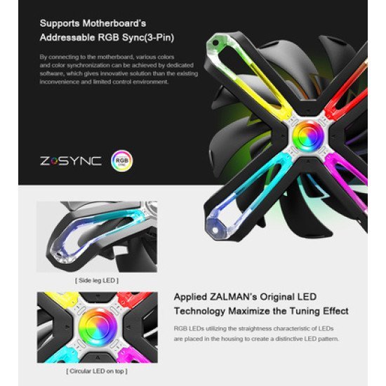 Zalman Led Ανεμιστήρας Zm-Sf120, 120Mm, Rgb