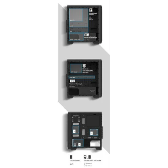 ZALMAN PC case S2, mid tower, 412x189x451mm, 1x fan, διάφανο πλαϊνό