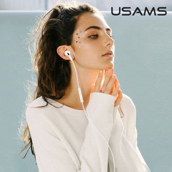 Usams Earphones Με Μικρόφωνο Ep-41, 3.5Mm, 10Mm, 1.2M, Λευκά