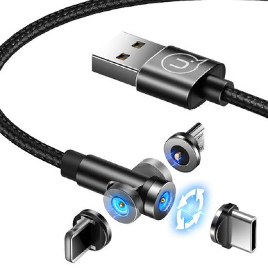 Usams Καλώδιο Usb Σε Lightning U59, Μαγνητικό, Περιστρεφόμενο, 1M, Μαύρο Usams Καλώδιο Usb Σε Lightning U59, Μαγνητικό, Περιστρεφόμενο, 1M, Μαύρο
