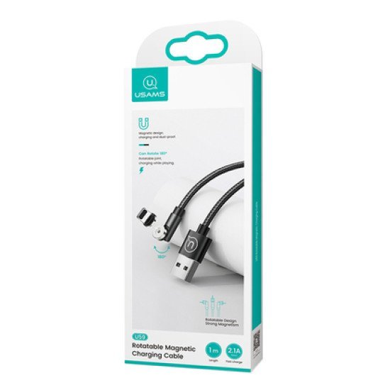 Usams Καλώδιο Usb Σε Lightning U59, Μαγνητικό, Περιστρεφόμενο, 1M, Μαύρο Usams Καλώδιο Usb Σε Lightning U59, Μαγνητικό, Περιστρεφόμενο, 1M, Μαύρο