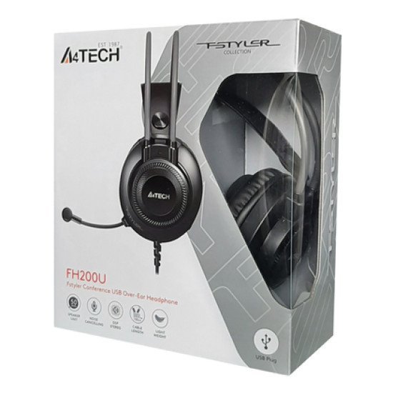 A4Tech Headset Fh200U, Usb, 50Mm Ακουστικά, Dsp Stereo, Μαύρα