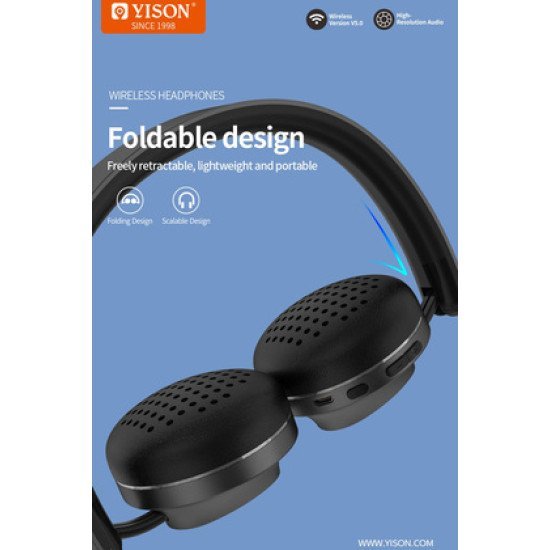 Yison Headphones Hanker H3, Wireless & Wired, Bt 5.0, 40Mm, Μπλε