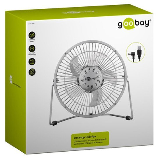 Goobay Επιτραπέζιος Ανεμιστήρας 62062, 8", Usb, Ασημί