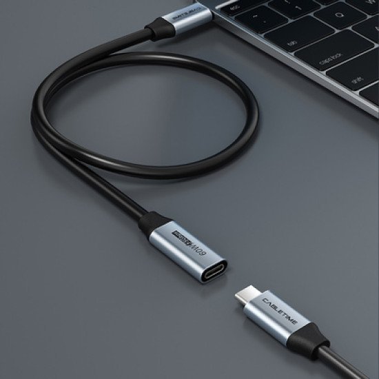 CABLETIME καλώδιο USB Type-C αρσενικό σε θηλυκό CMCM60, 4K, 0.5m, γκρι