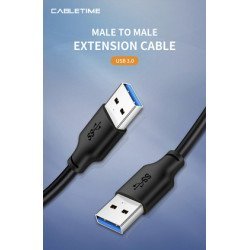Cabletime Καλώδιο Usb 3.0 C160, 5Gbps, 1M, Μαύρο