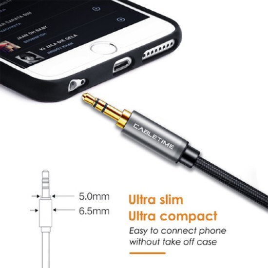 CABLETIME καλώδιο AUX Stereo 3.5mm 1/8" AV311, M-M, 1m, μαύρο CABLETIME καλώδιο AUX Stereo 3.5mm 1/8" AV311, M-M, 1m, μαύρο