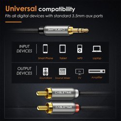 Cabletime Καλώδιο Stereo 3.5Mm Σε 2X Rca Av314, 3M, Μαύρο