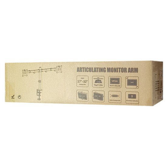 Brateck Βάση Γραφείου Ldt42-C024, Για 2 Οθόνες 17"-32", 8Kg Brateck Βάση Γραφείου Ldt42-C024, Για 2 Οθόνες 17"-32", 8Kg
