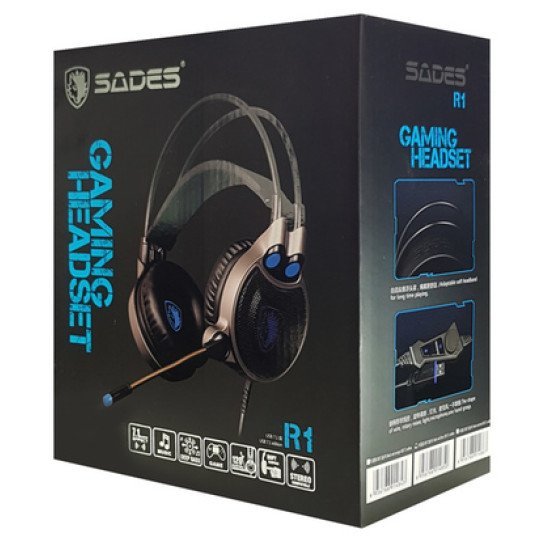 Sades Gaming Headset Sa-R1, Usb, 50Mm, 7.1Ch, Led, Μαύρο