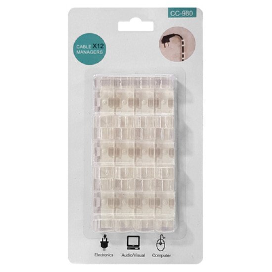 Powertech Οργανωτής Καλωδίων Ties-031, 3.3X1.3X1.2Cm, Διαφανές, 12Τμχ