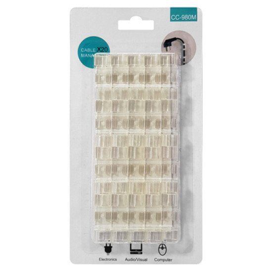 Powertech Οργανωτής Καλωδίων Ties-032, 3.3X1X1Cm, Διαφανές, 20Τμχ