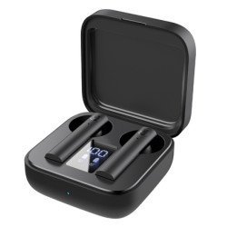 CELEBRAT earphones με θήκη φόρτισης W12, True Wireless, μαύρα
