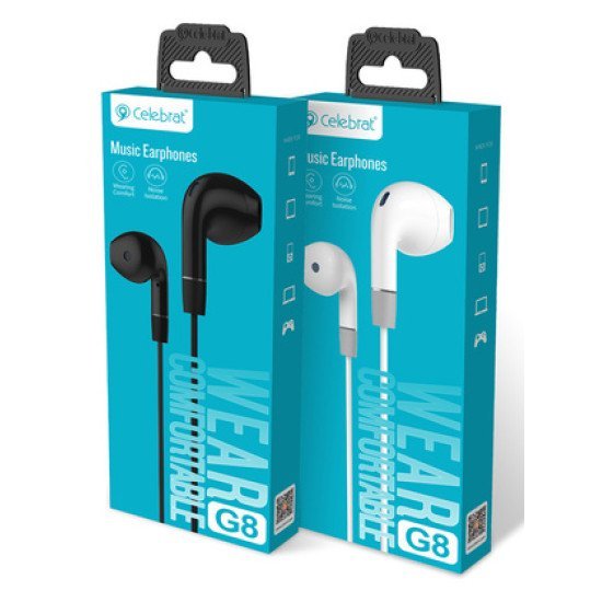 Celebrat Earphones Με Μικρόφωνο G8, 3.5Mm, 1.2M, Μαύρα Celebrat Earphones Με Μικρόφωνο G8, 3.5Mm, 1.2M, Μαύρα