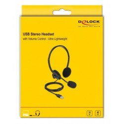 Delock Headphones Με Μικρόφωνο 27178, Stereo, Usb, Volume Control, Μαύρα