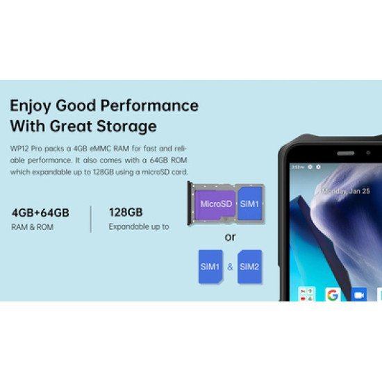 Oukitel Smartphone Wp12 Pro, Ip68/Ip69K, 5.5", 4/64Gb, Octa-Core, Μαύρο