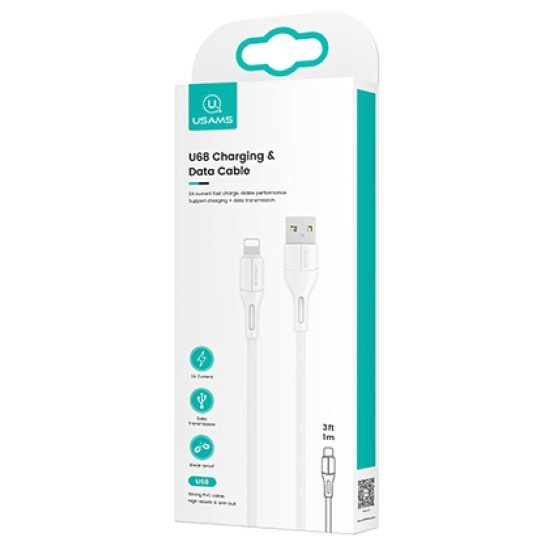 Usams Καλώδιο Usb Σε Lightning U68, 2A, 1M, Λευκό Usams Καλώδιο Usb Σε Lightning U68, 2A, 1M, Λευκό