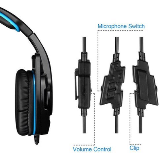 SADES gaming headset SA-708GT, 3.5mm, 40mm, μπλε