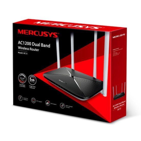 Mercusys Gigabit Router Ac12, Wi-Fi 1200Mbps Ac1200, Dual Band, Ver. 2.0