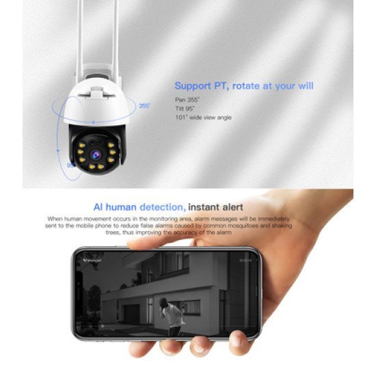 Vstarcam Smart Ip Κάμερα Cs64, Αδιάβροχη Ip66, 3Mp, Wifi, Cloud/Micro Sd