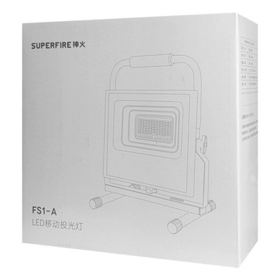 Supfire Φορητός Προβολέας Fs1-A, Τηλεκοντρόλ, 25W, 4500Mah, 8000K, Ip54