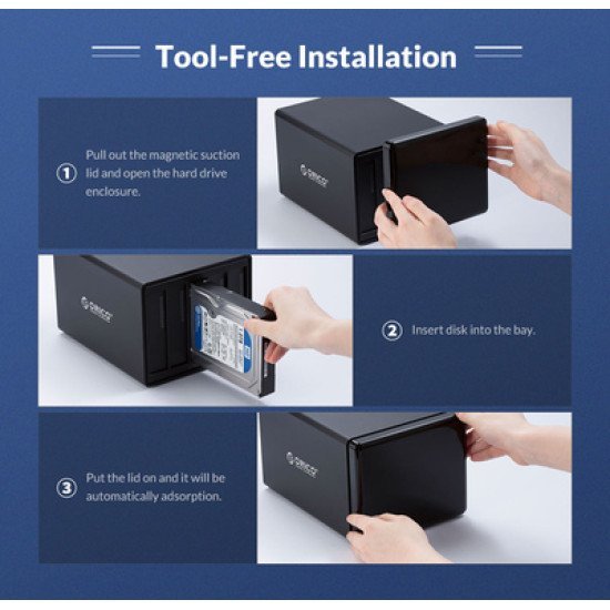 Orico Nas Για 5X 3.5" Hdd Ns500Ru3 Usb 3.0, 5Gbps, Έως 80Tb, Μαύρη