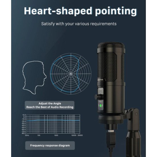Cabletime Πυκνωτικό Μικρόφωνο Mp03-Ab, Με Αντιανέμιο & Τρίποδα, Usb