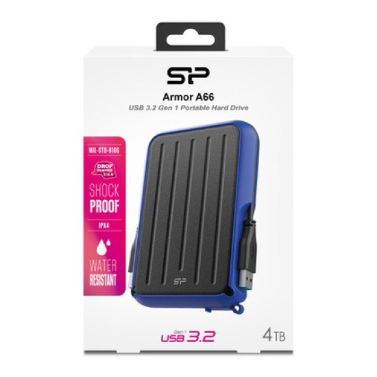 Silicon Power Εξωτερικός Hdd Armor A66, 4Tb, Usb 3.2, Μπλε