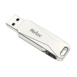 Netac Usb Flash Drive U381, 32Gb, Usb 3.0 & Micro Usb, Otg, Ασημί