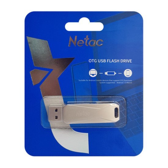 Netac Usb Flash Drive U381, 32Gb, Usb 3.0 & Micro Usb, Otg, Ασημί