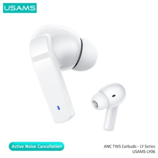 Usams Earphones Με Θήκη Φόρτισης Ly06, True Wireless, Anc, Λευκά