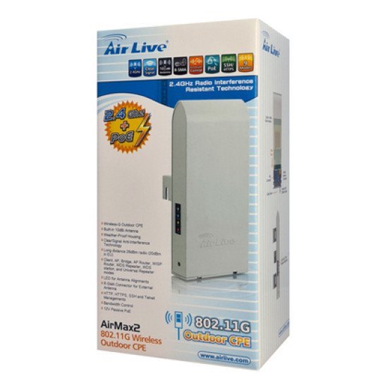 Airlive Wireless Outdoor Ap/Bridge/Cpe Airmax2, 2.4Ghz, Poe Port