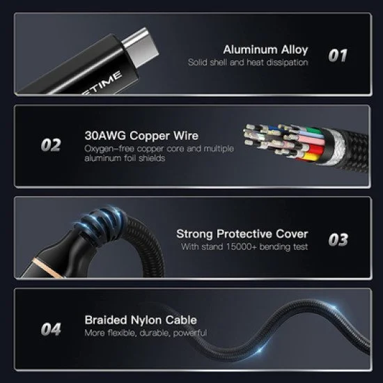 CABLETIME καλώδιο USB Type-C CT-USB4, 100W, 8K, 40Gbps, 1m, μαύρο CABLETIME καλώδιο USB Type-C CT-USB4, 100W, 8K, 40Gbps, 1m, μαύρο