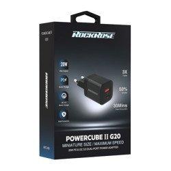 Rockrose Φορτιστής Τοίχου Rrtc10Eu, Usb & Type-C Pd, 20W, Μαύρος